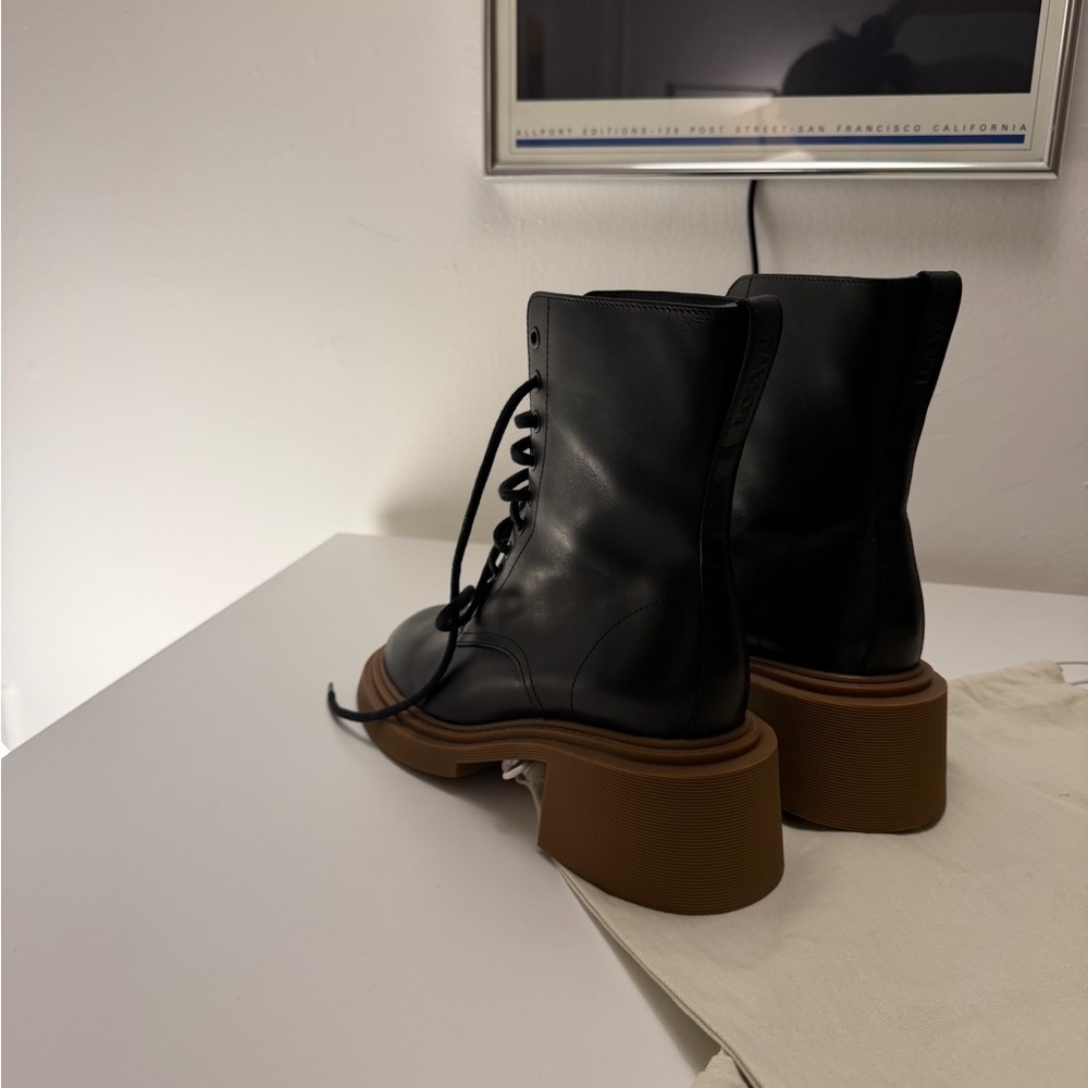 LOEWE, authentic leather lace up heeled combat boots - Picture 3 of 7